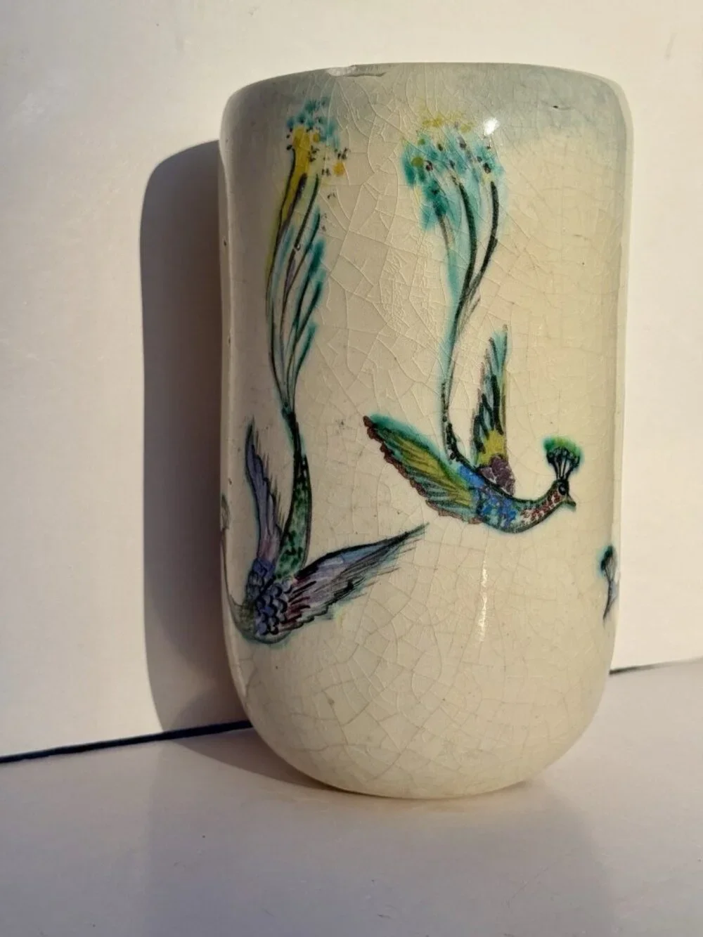 Vintage Studio Pottery Cylinder Vase Black White Abstract Ceramic Home Decor